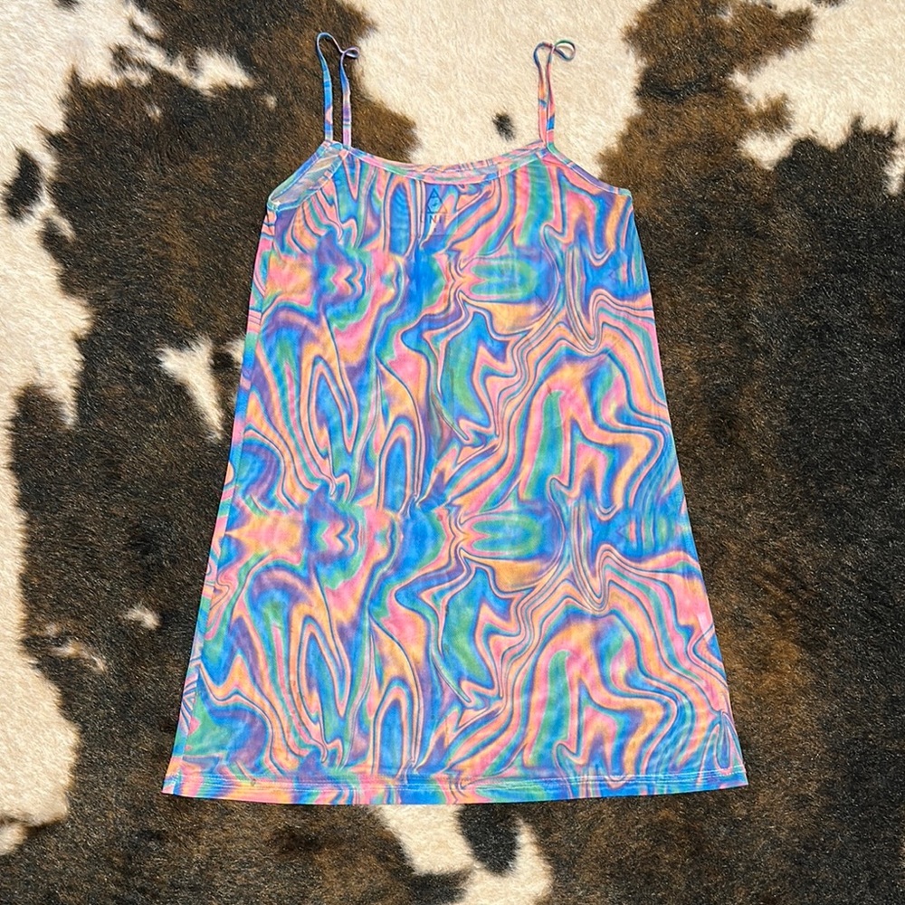 👄Psychedelic Swirl Slip Dress